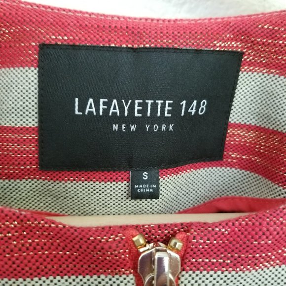 Lafayette 148 Zip Front Jacket Coat Blazer Business Casual Small Stripe Metallic - Picture 5 of 7